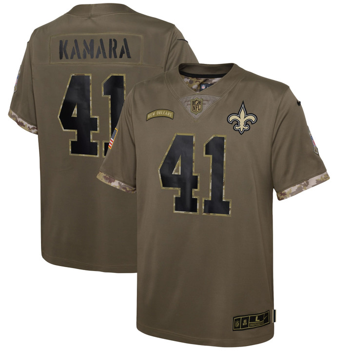Alvin Kamara New Orleans Saints Youth 2022 Salute To Service Player Limited Jersey - Olive