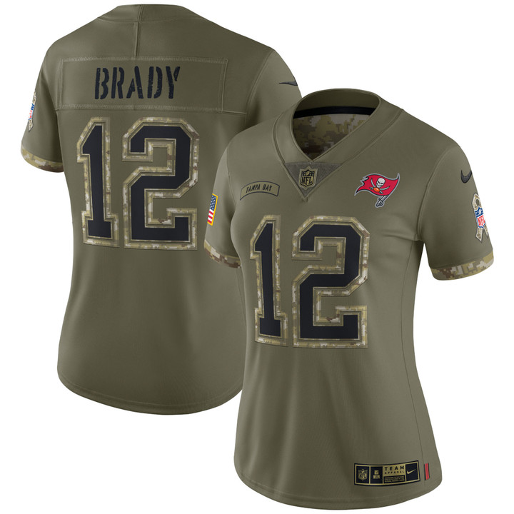 Tom Brady Tampa Bay Buccaneers Women's 2022 Salute To Service Limited Jersey - Olive
