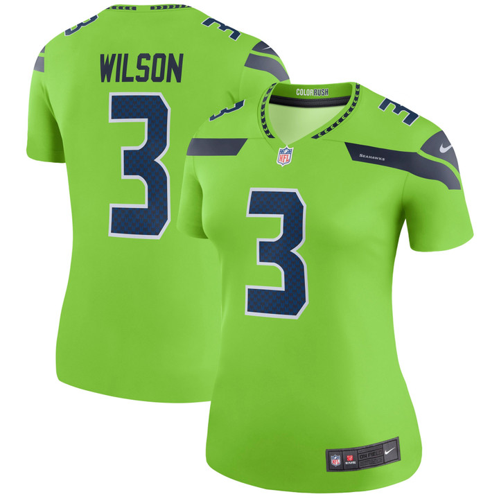 Russell Wilson Seattle Seahawks Women's Color Rush Legend Jersey - Neon Green