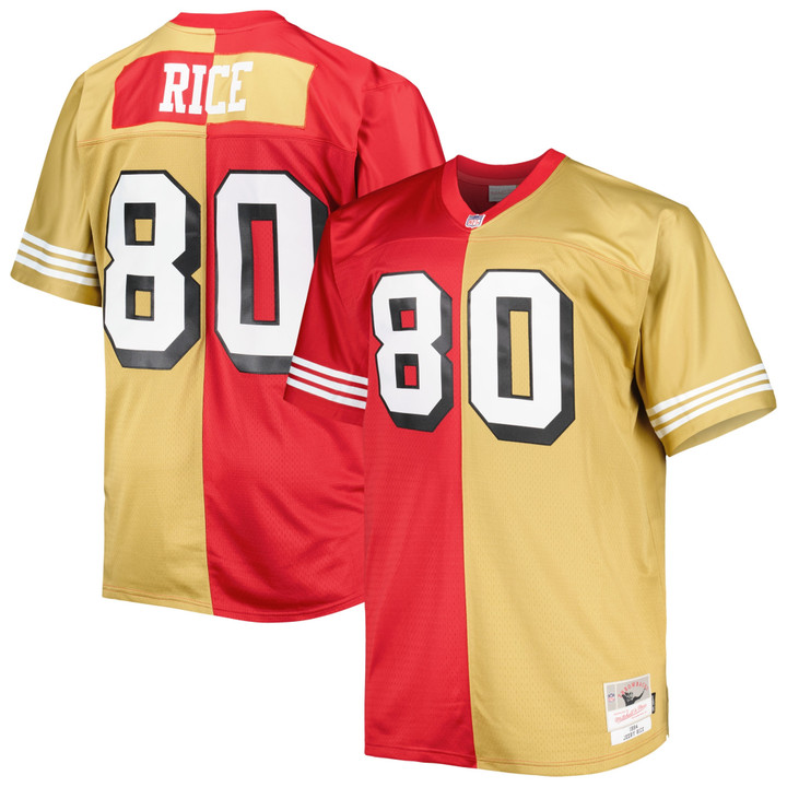 Men's Jerry Rice San Francisco 49ers Mitchell &amp; Ness Big &amp; Tall Split Legacy Retired Player Replica Jersey - Scarlet/Gold