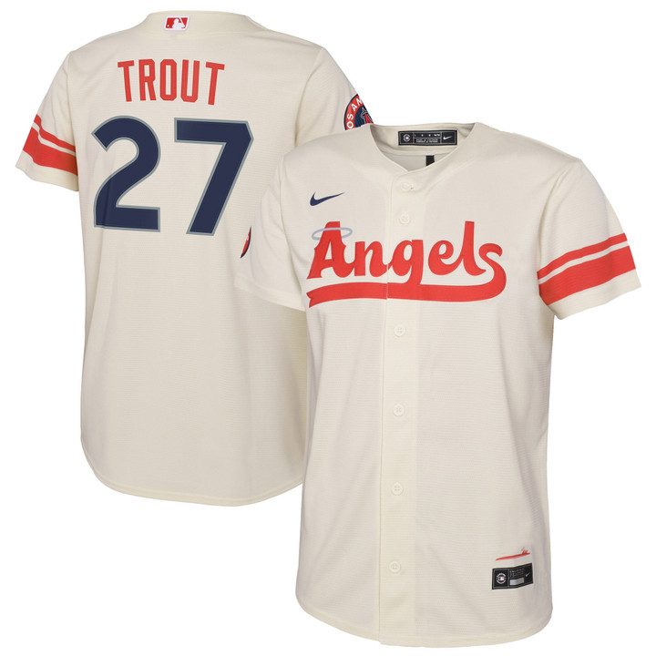 Mike Trout Los Angeles Angels Youth 2022 City Connect Replica Player Jersey - Cream
