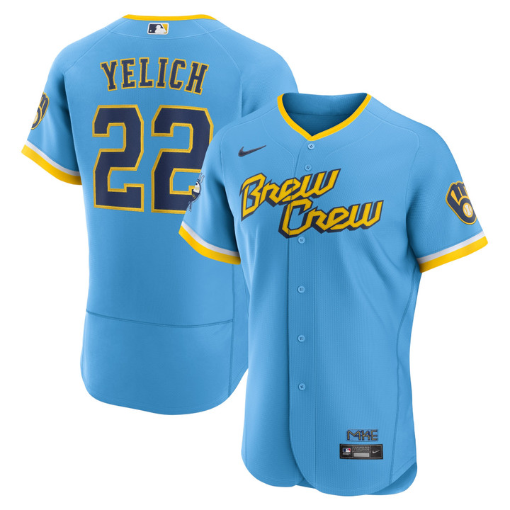 Men's Christian Yelich Milwaukee Brewers 2022 City Connect Authentic Player Jersey - Powder Blue