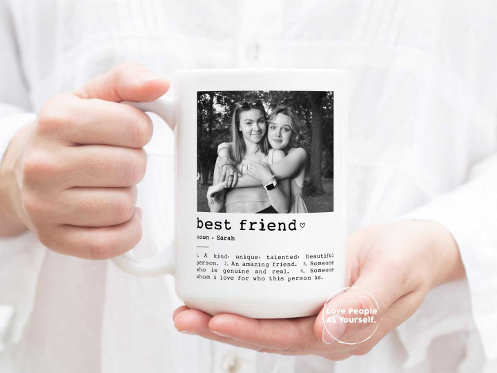 Best friend definition with Photo: mug, personalized, friendship mug, custom gifts, custom best friends, name meaning christmas gift bff cup