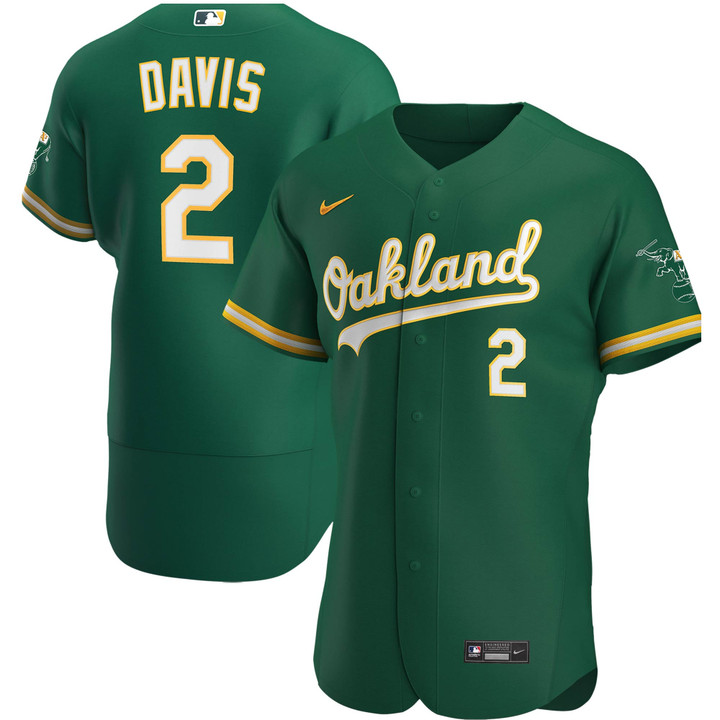 Men's Khris Davis Oakland Athletics Alternate Authentic Player Jersey - Kelly Green