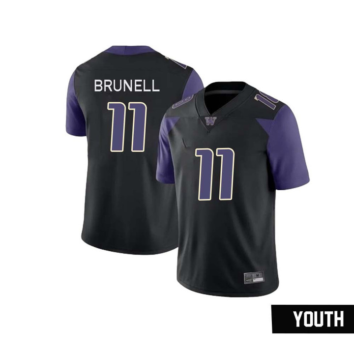 Mark Brunell No 11 Black Washington Huskies Team Premier Football Jersey For Youth