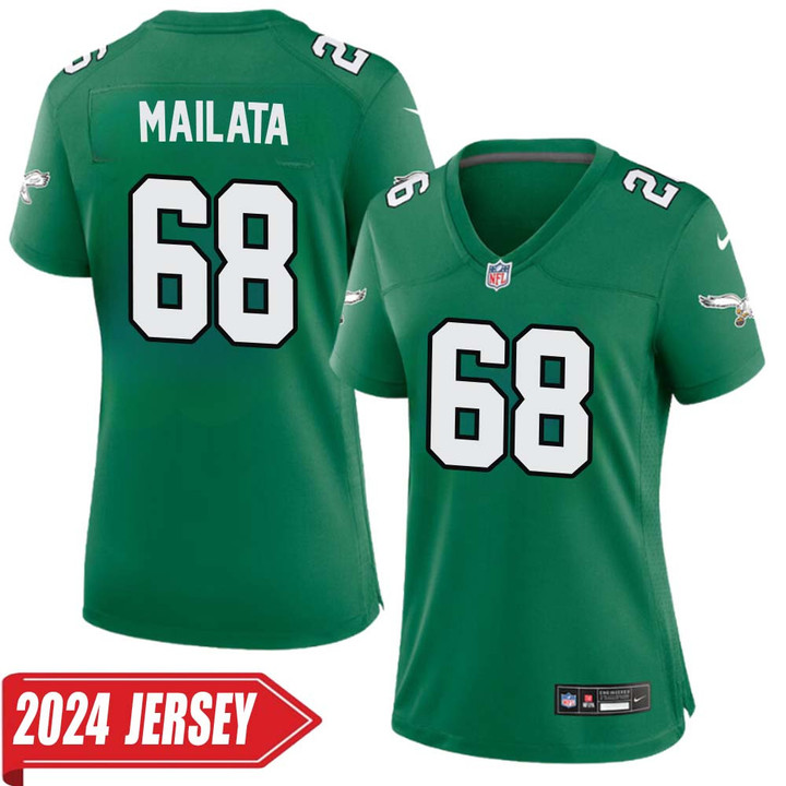 Jordan Mailata No 68 Woman's Kelly Green Philadelphia Eagles Alternate Vapor F.U.S.E. Limited 2024 Jersey