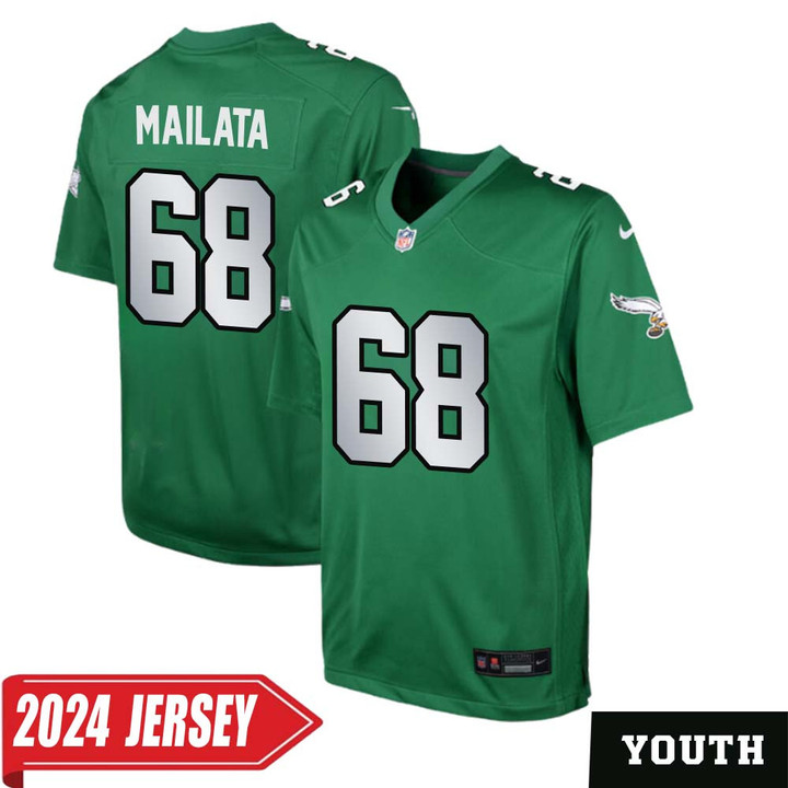 Jordan Mailata No 68 Youth's Kelly Green Philadelphia Eagles Alternate Vapor F.U.S.E. Limited 2024 Jersey