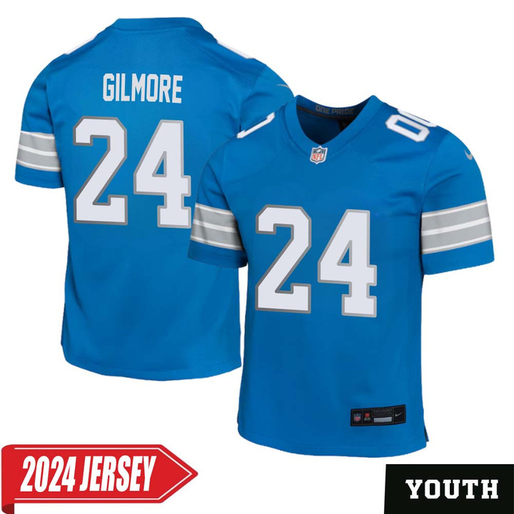 Steven Gilmore No 24 Youth's Detroit Lions Home Game 2024 Jersey – Blue