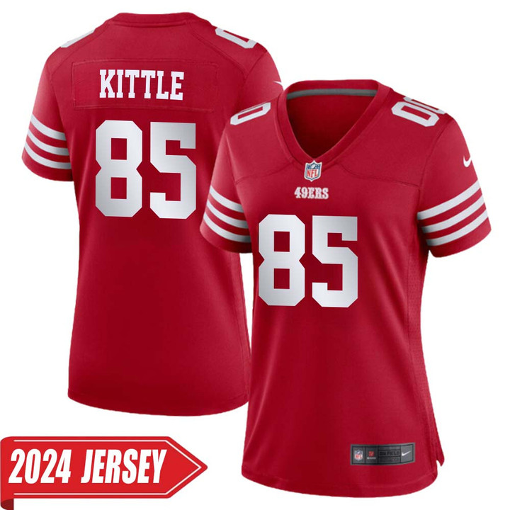 George Kittle No 85 Woman's Scarlet San Francisco 49ers Home Game 2024 Jersey