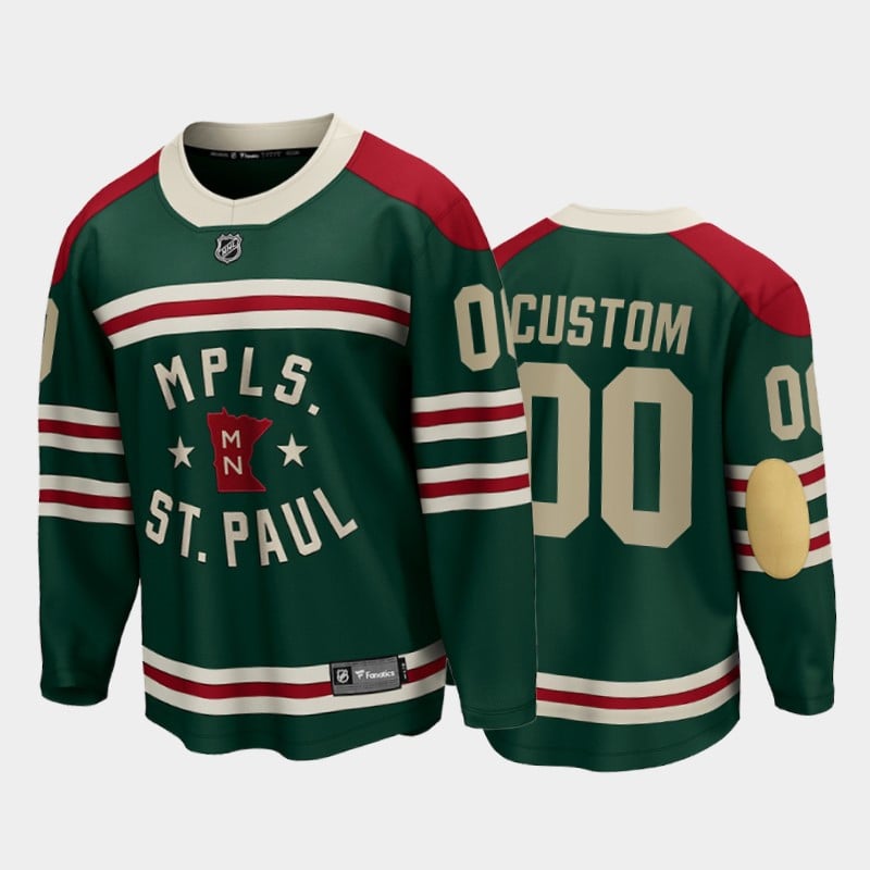 NHL Minnesota Wild Custom Name Number Green Baseball Jersey