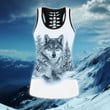 Beautifull White Wolf 3D All Over Printed Legging + Hollow Tank Combo