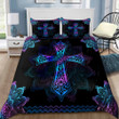 Pink Blue Hologram Mandala Cross 3D AOP Bedding Set