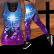 Jesus Christ Galaxy Lion Cross 3D Printed Combo Legging and Tanktop for Women
