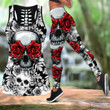 Red rose Skulls tanktop & legging outfit for women PL04082003