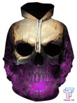 3D Effect Skull Print Pullover Hoodie Purple HC0602 - Amaze Style™-Apparel