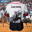  Personalized Name Bull Riding Baseball Shirt Cactus Pattern