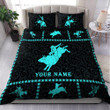  Personalized Name Bull Riding Blue Bedding Set