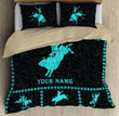  Personalized Name Bull Riding Blue Bedding Set