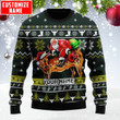  Personalized Name Bull Riding Green Knitted Sweater Ver
