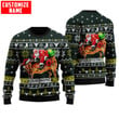  Personalized Name Bull Riding Green Knitted Sweater Ver