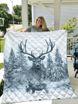  White Deer Hunting Quilt Blanket