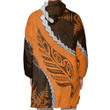 Abalone Shell Maori Silver Fern Orange Aotearoa Unisex Oodie oversized wearable blanket BeeBuble