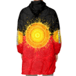 Custom name Aboriginal Flag Indigenous Sun Unisex Oodie oversized wearable blanket BeeBuble