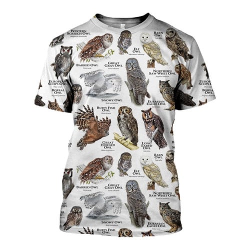 3D All Over Printed Owls of The World Shirts And Shorts