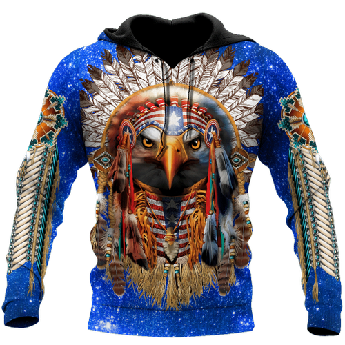 Eagle Native American Blue Galaxy 3D All Over Printed Shirts DA140920202-LAM