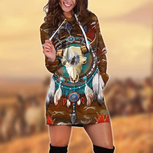 Wolf Native American 3D All Over Printed Hoodie Dress