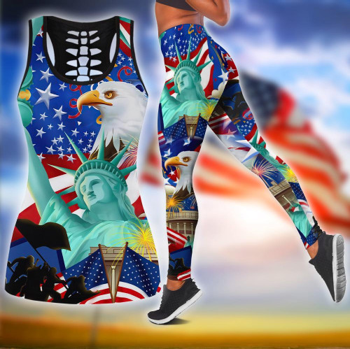 American 3D All Over Printed Legging + Hollow Tank AM24052103
