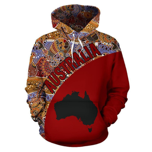 Australia Hoodie Aboriginal Kangaroo Red NNK 1409