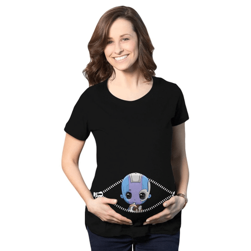 Baby Nebula Peeking Maternity T-Shirt