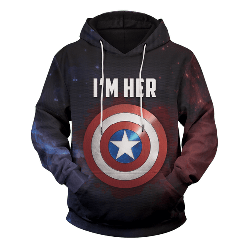 His & Her Captain America Shield Couple Unisex Pullover Hoodie