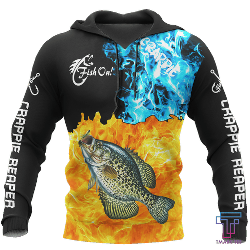  Fish reaper - Crappie on fire all over printed shirts for men and women