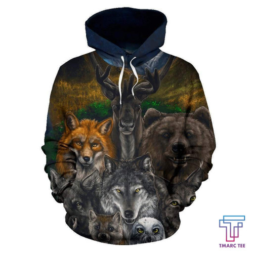  Native American – Bear Wolf Owl Fox D All Over Hoodie