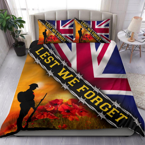  Lest We Forget UK Flag Respect Sacrifice Patriot UK Soldier D print Bedding set