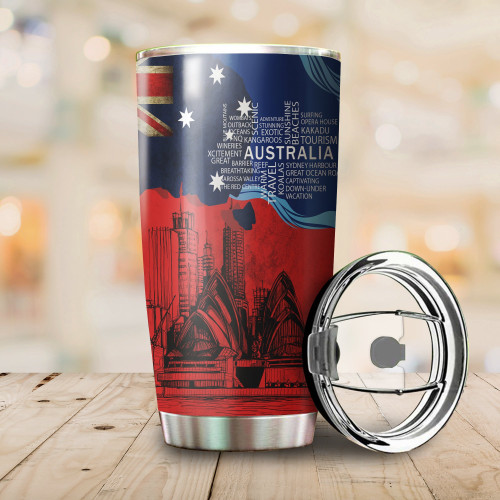  Aboriginal Decors Australian Gifts Architectural Red Flag Stainless Steel Tumbler Oz