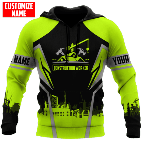 Construction Worker Green Site Custom name Printed Shirts 