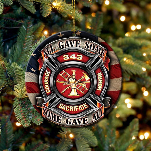  Firefighter Christmas Tree Hanging Ceramic Ornament