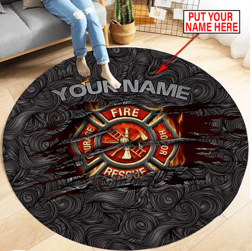 Customize Name Firefighter Circle Rug DQB