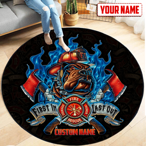  Customize Name Firefighter Circle Rug MH