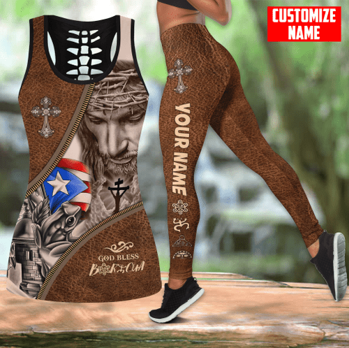  Customize Name Jesus Bless Puerto Rico Combo Tank top and Legging