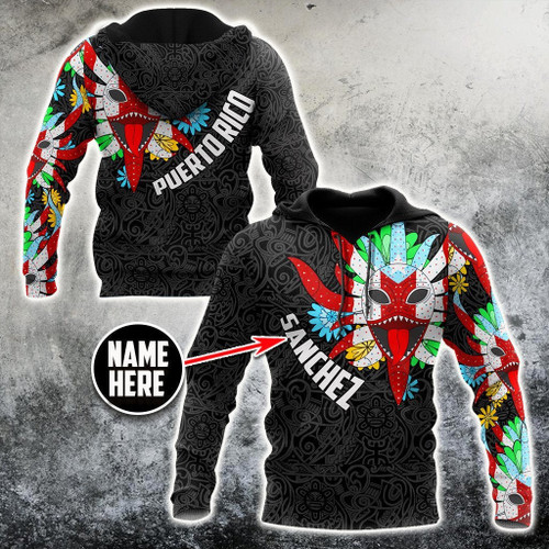  Customize Name Puerto Rico Mask Hoodie For Men And Women TNA