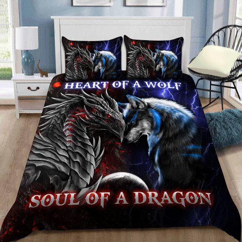  Dragon heart of a wolf, soul of a dragon bedding set