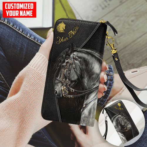  Customized Name Horse Printed Leather Wallet DA