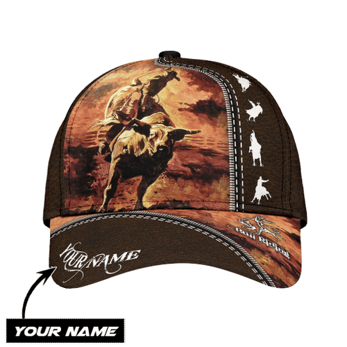  Personalized Name Bull Riding Classic Cap Rodeo Art