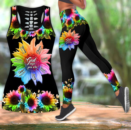  LGBT Pride Sunflower Rainbow God Say You Are Combo Tanktop + Legging
