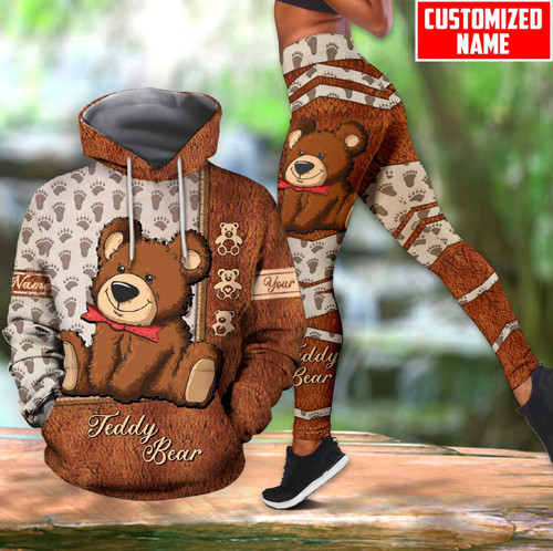  Customized Name Teddy Bear Paws All Over Printed Combo Hoodie And Legging