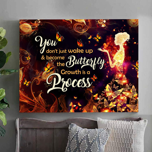  Growth Is A Process Butterfly Horizontal Canvas - Wall Art Poster TNAPHN
